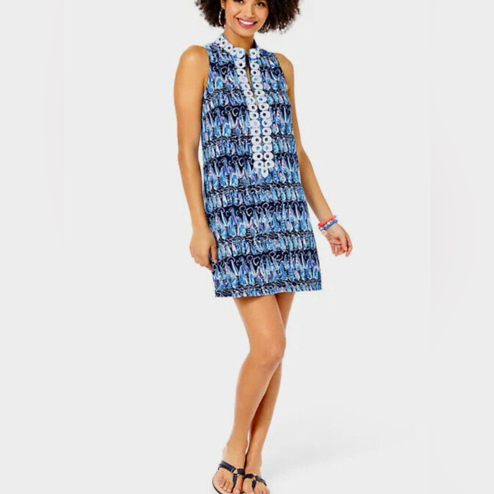 Lilly Pulitzer NWT Jane Shift Dress Navy Sails and Stripes Size 2